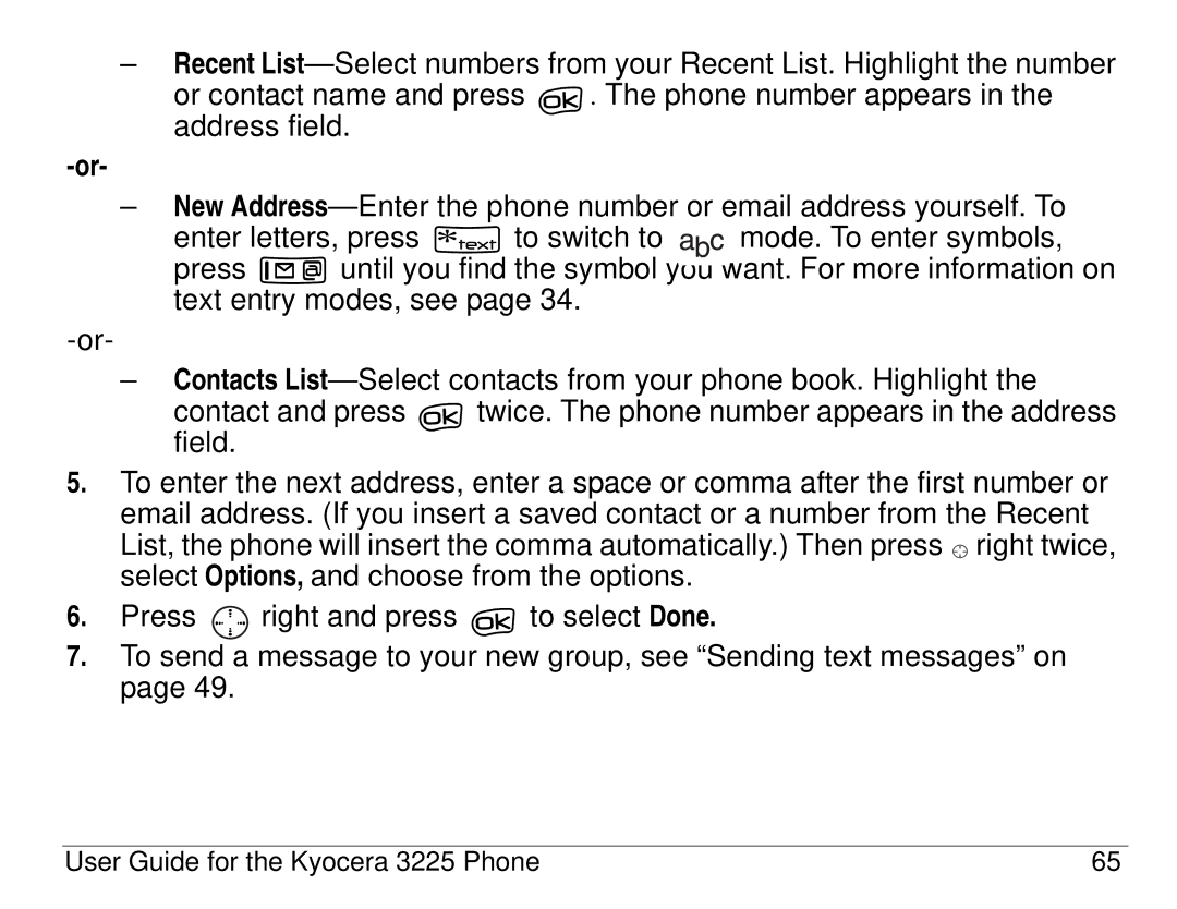 Kyocera 3200 series manual User Guide for the Kyocera 3225 Phone 