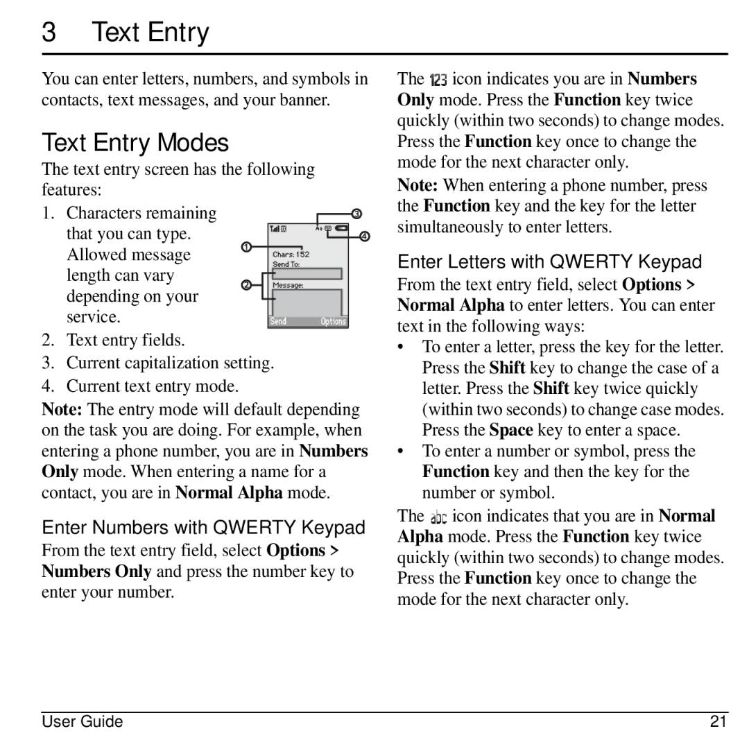 Kyocera 32300 manual Text Entry Modes, Enter Numbers with Qwerty Keypad, Enter Letters with Qwerty Keypad 