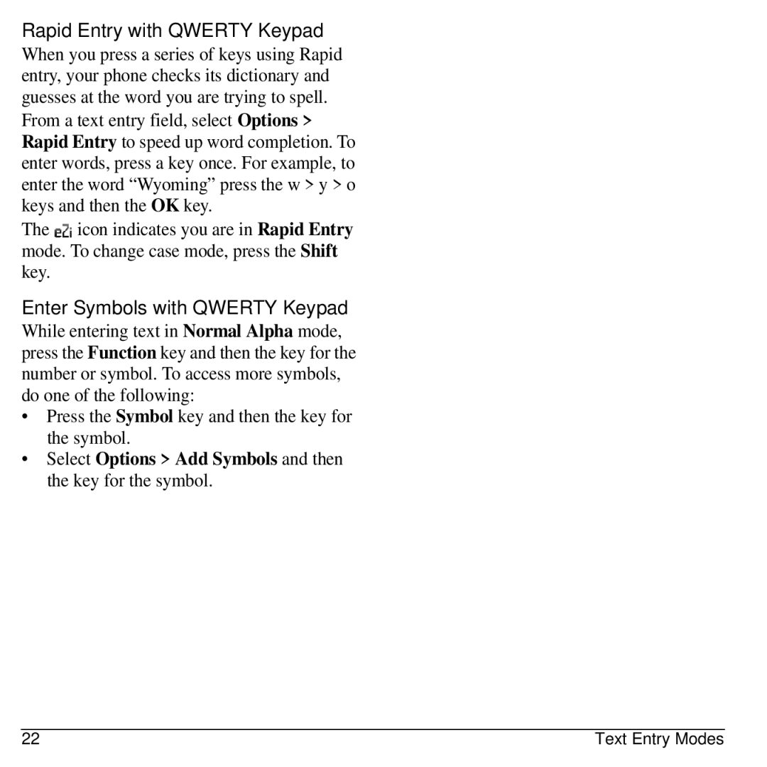 Kyocera 32300 manual Rapid Entry with Qwerty Keypad, Enter Symbols with Qwerty Keypad 