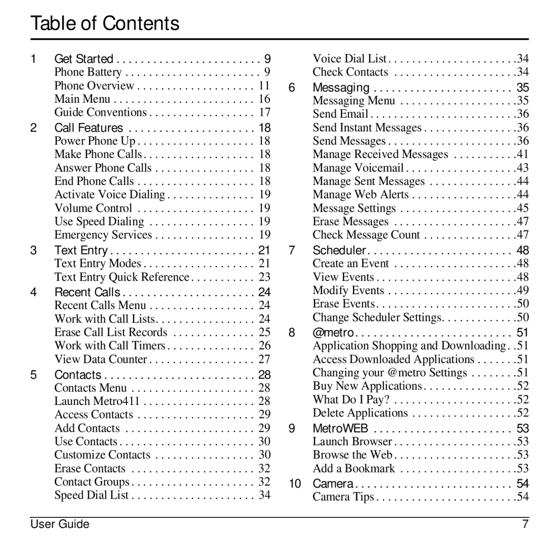 Kyocera 32300 manual Table of Contents 