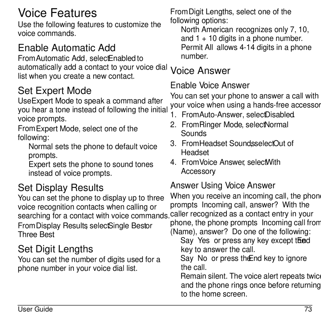 Kyocera 32300 manual Voice Features 