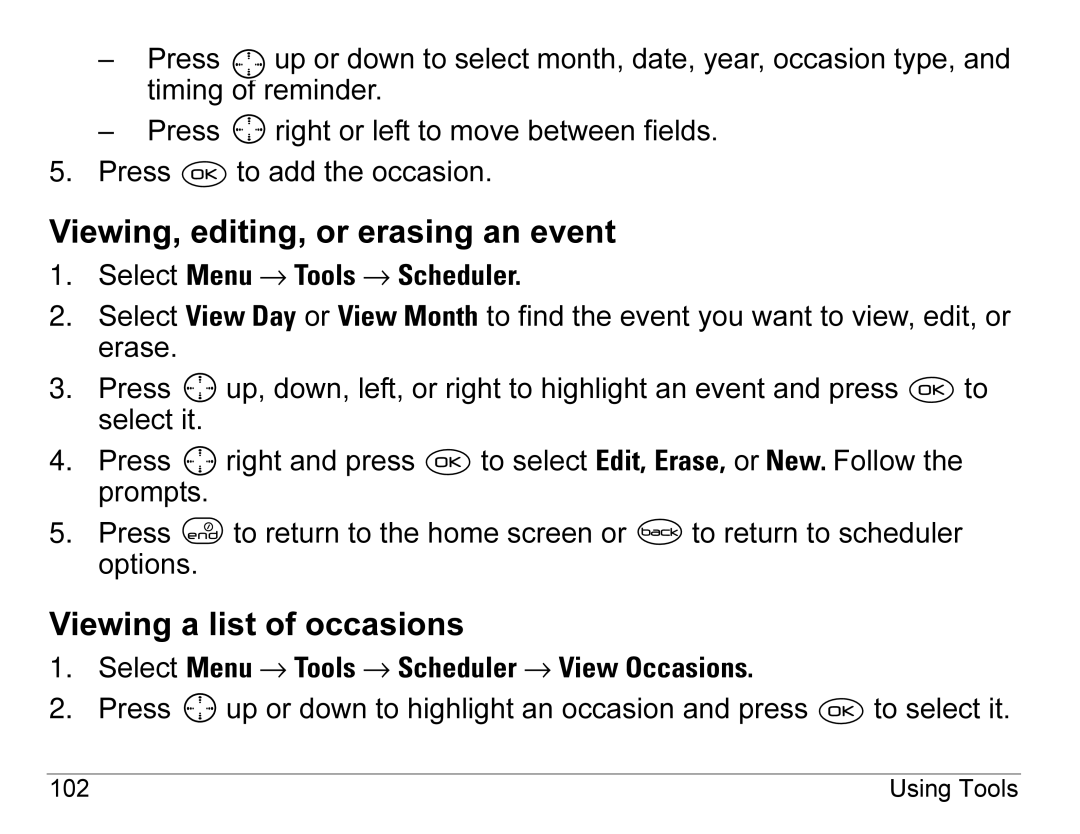 Kyocera 3245 manual Viewing, editing, or erasing an event, Viewing a list of occasions 