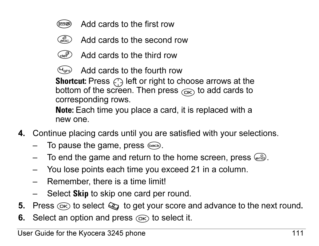 Kyocera 3245 manual Shortcut Press 