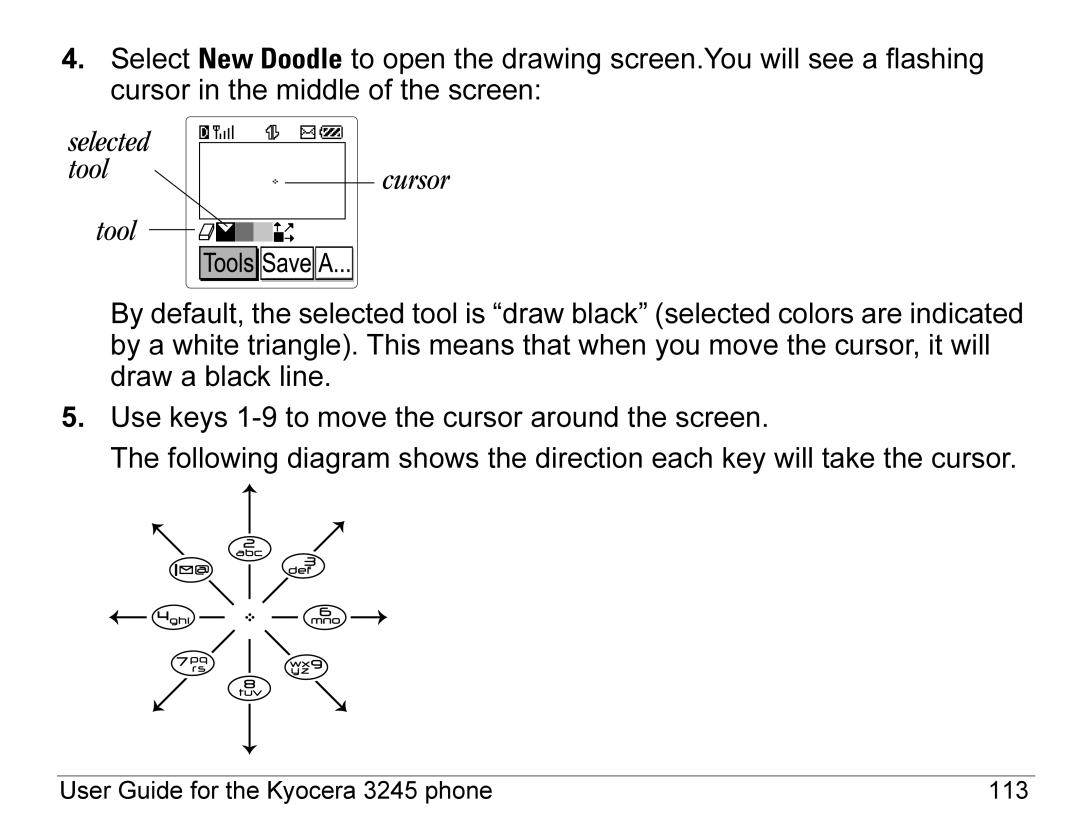 Kyocera 3245 manual Selected tool Tool Cursor 