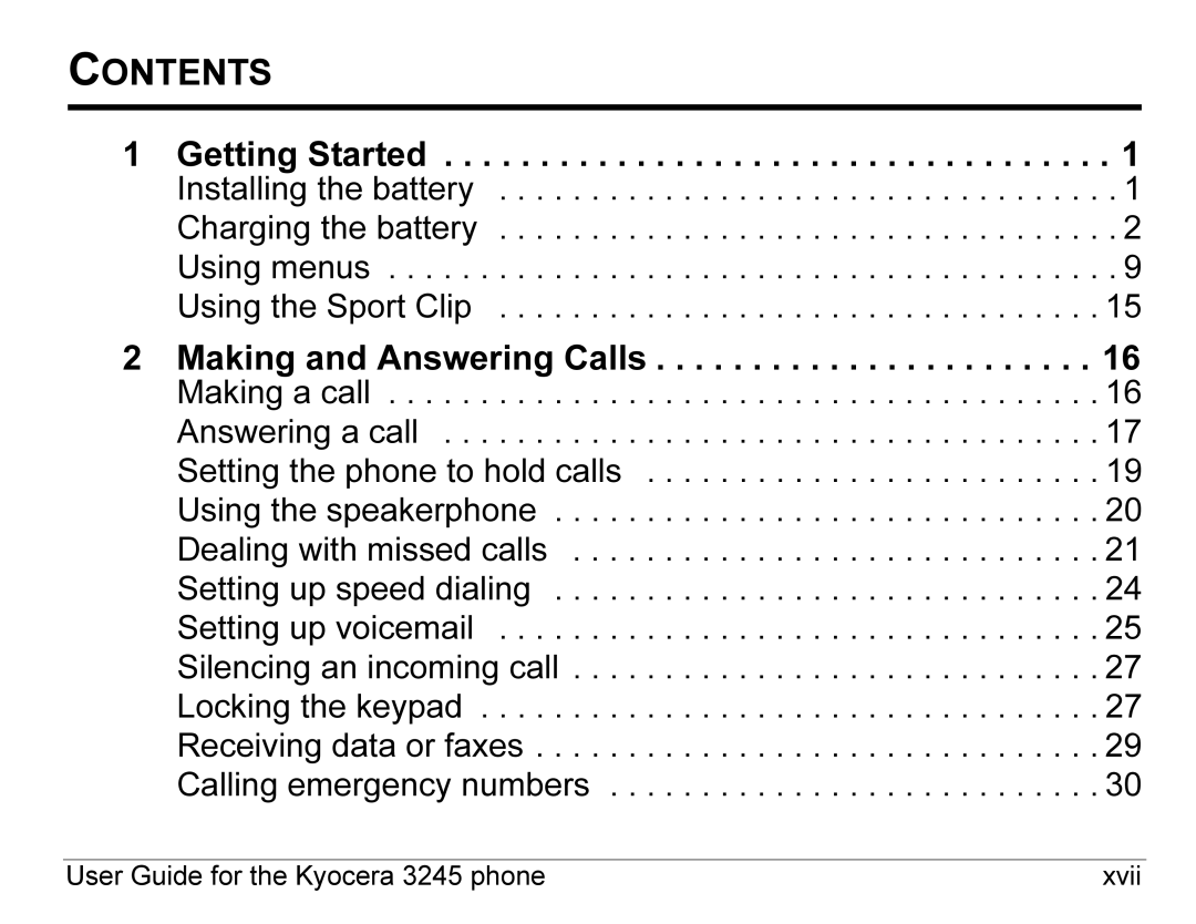 Kyocera 3245 manual Contents 