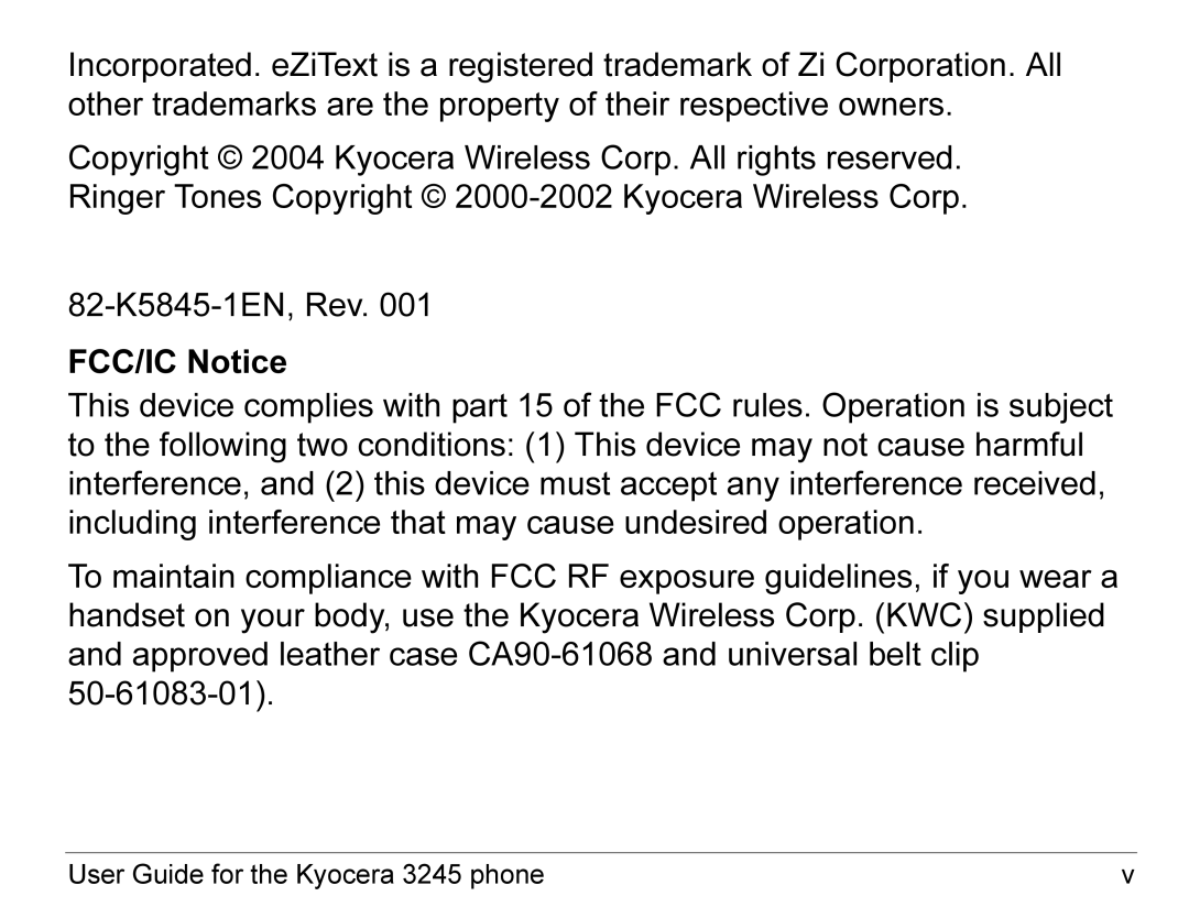 Kyocera manual User Guide for the Kyocera 3245 phone 