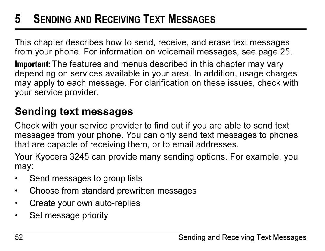 Kyocera 3245 manual Sending text messages, Sending and Receiving Text Messages 