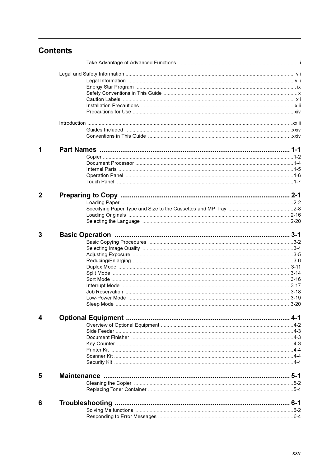 Kyocera 6030 manual Contents 