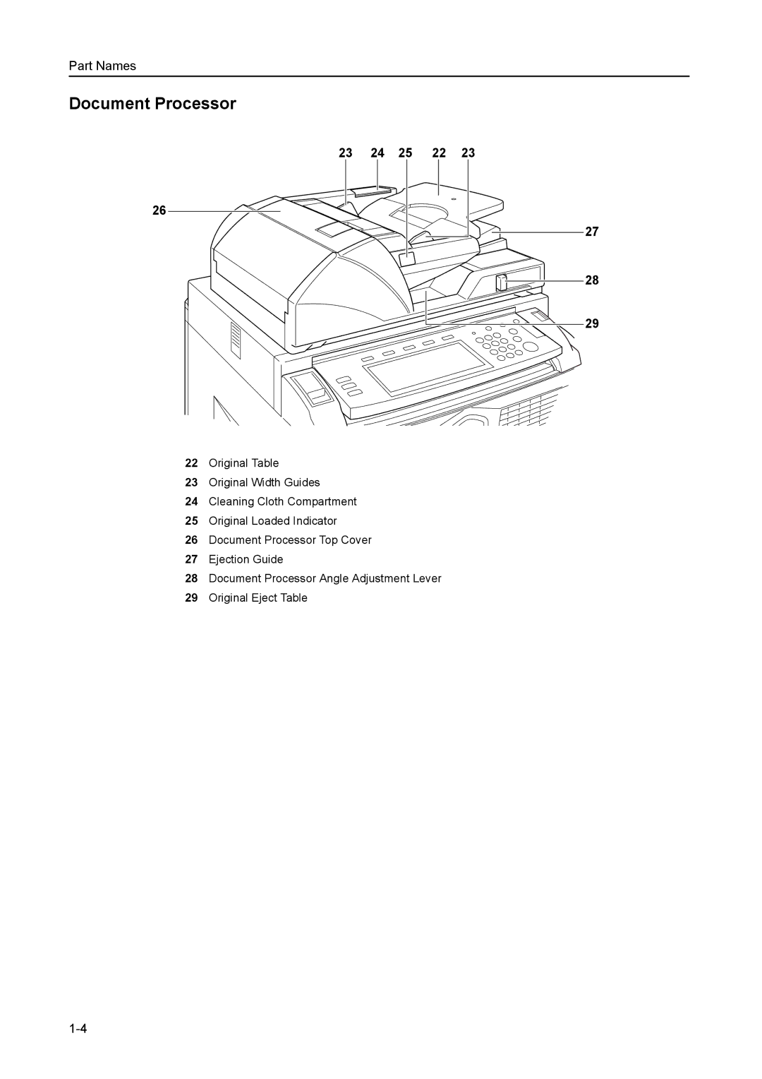 Kyocera 6030 manual Document Processor, 23 24 25 22 