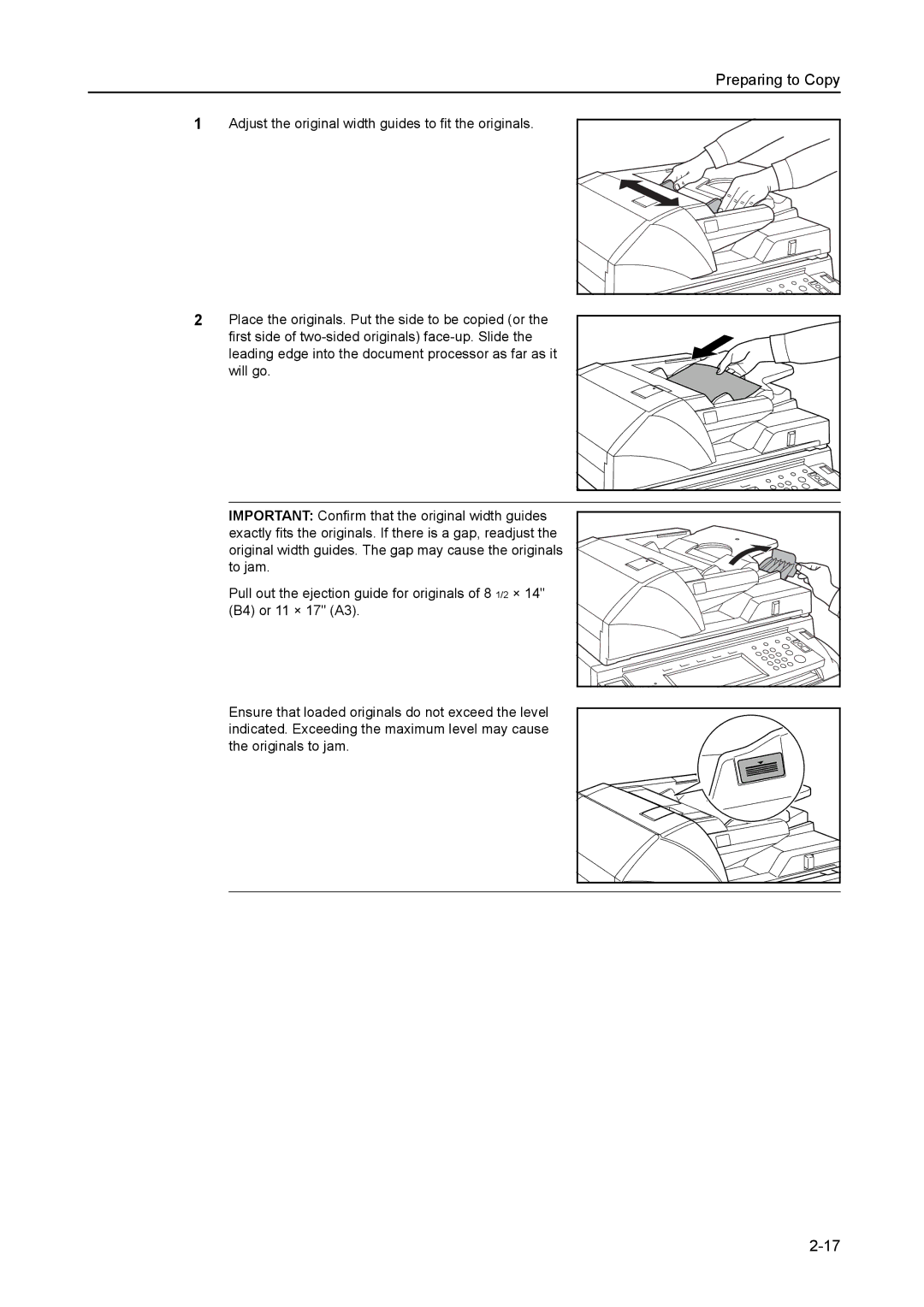 Kyocera 6030 manual Adjust the original width guides to fit the originals 