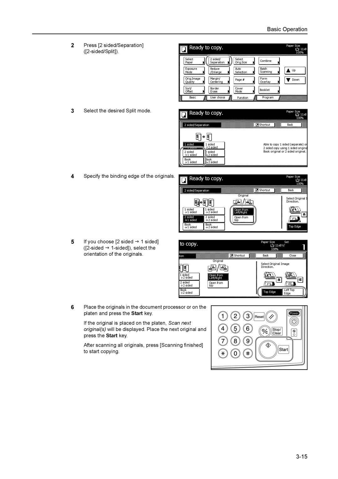 Kyocera 6030 manual Specify the binding edge of the originals 