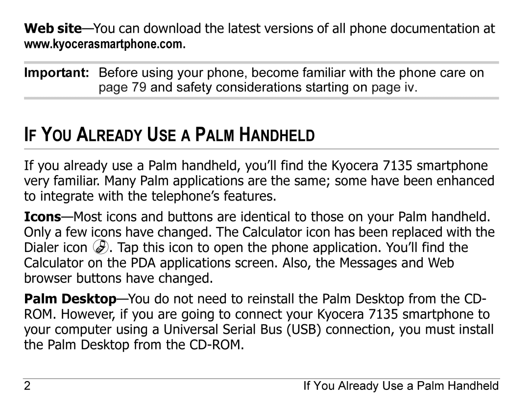 Kyocera 7135, 7100 Series manual If YOU Already USE a Palm Handheld 