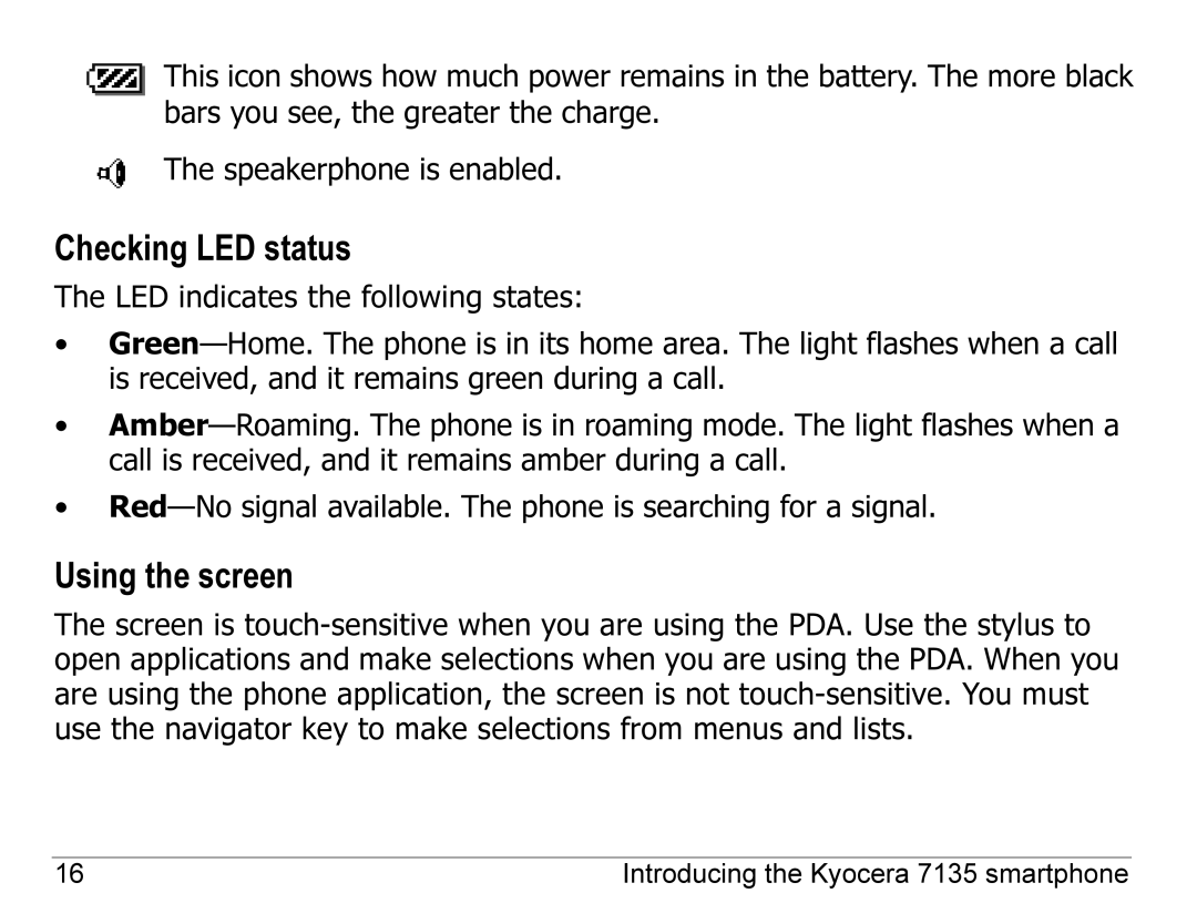 Kyocera 7135, 7100 Series manual Checking LED status, Using the screen 