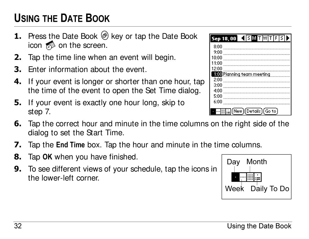 Kyocera 7135, 7100 Series manual Using the Date Book 