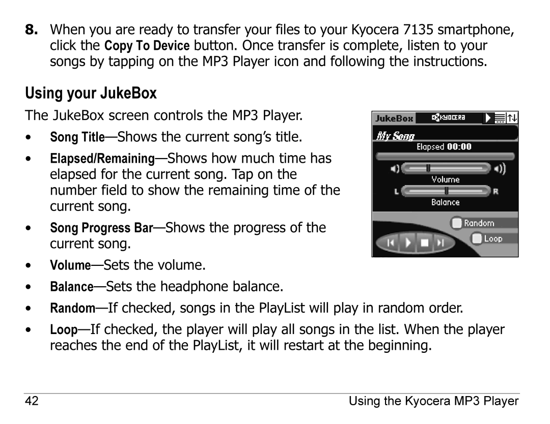 Kyocera 7135, 7100 Series manual Using your JukeBox 