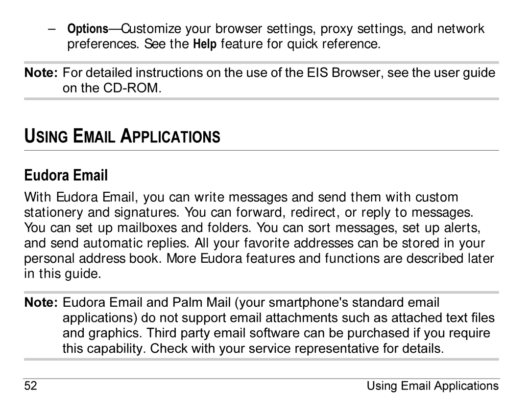 Kyocera 7135, 7100 Series manual Using Email Applications, Eudora Email 