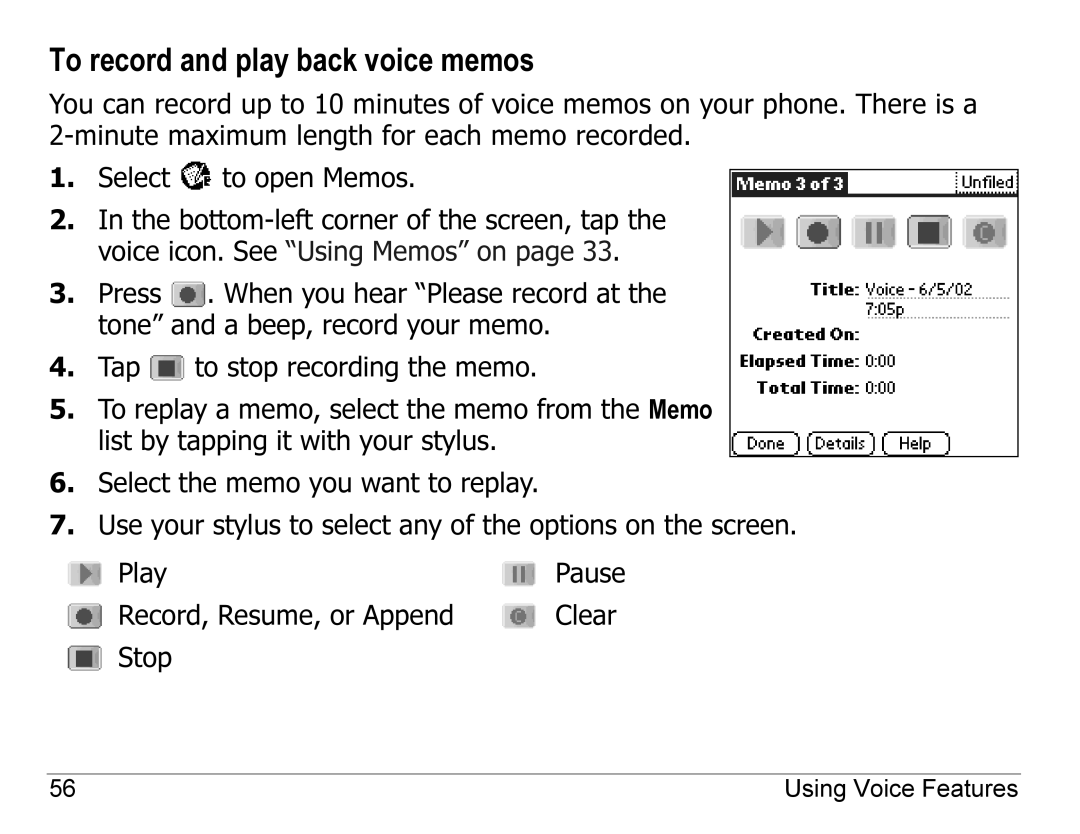 Kyocera 7135, 7100 Series manual To record and play back voice memos 