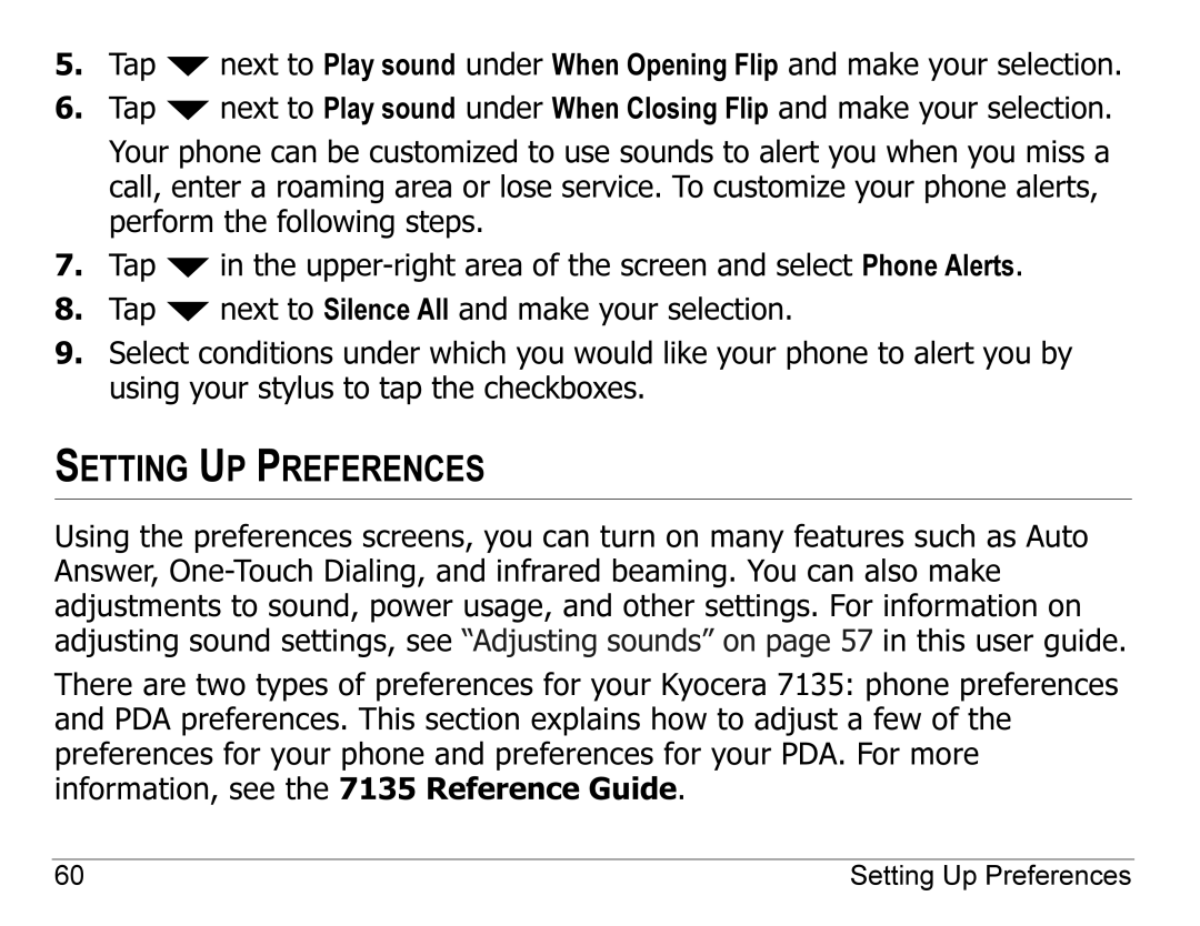 Kyocera 7135, 7100 Series manual Setting UP Preferences 