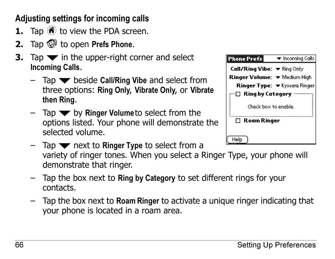 Kyocera 7135, 7100 Series manual Adjusting settings for incoming calls 