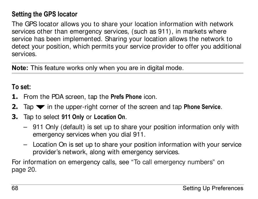 Kyocera 7135, 7100 Series manual Setting the GPS locator, To set 