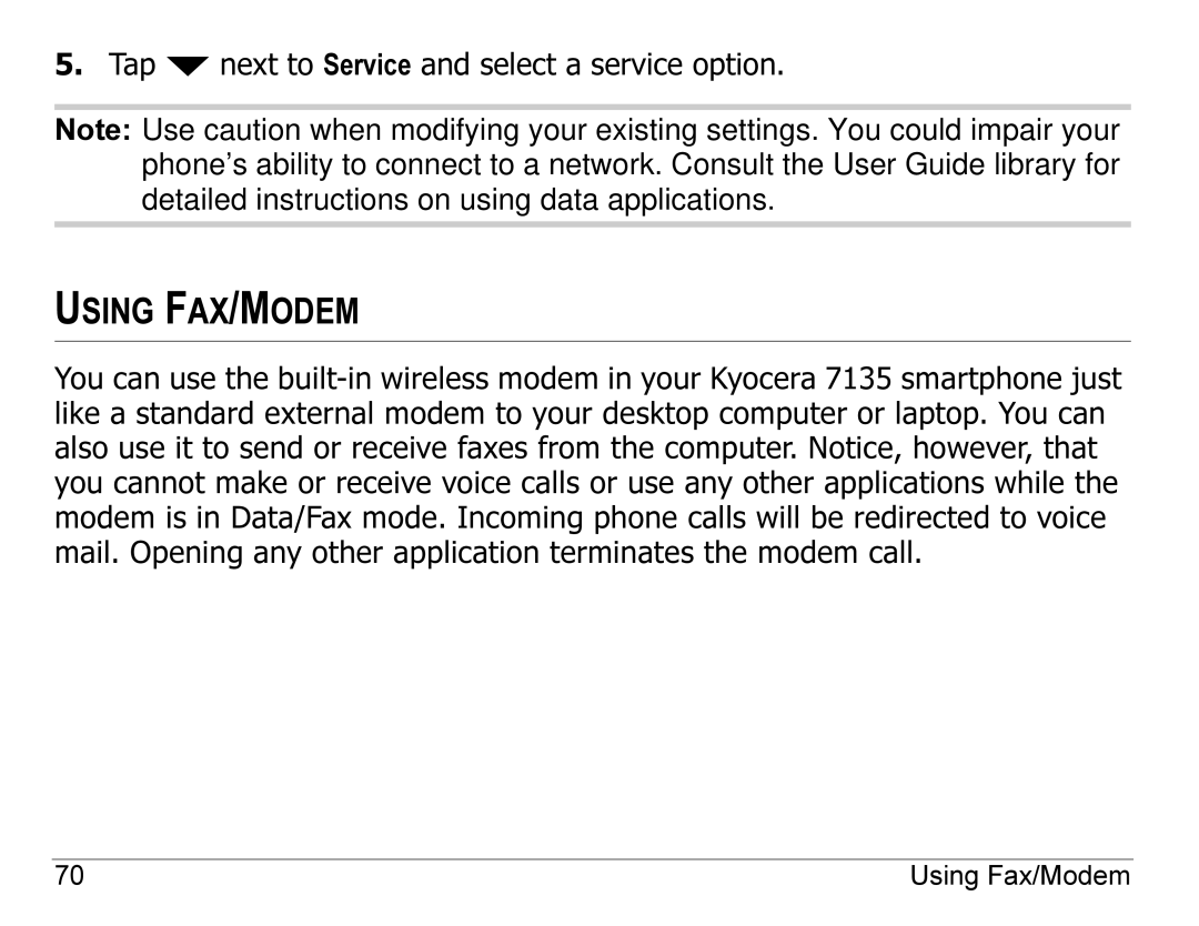 Kyocera 7135, 7100 Series manual Using FAX/MODEM 