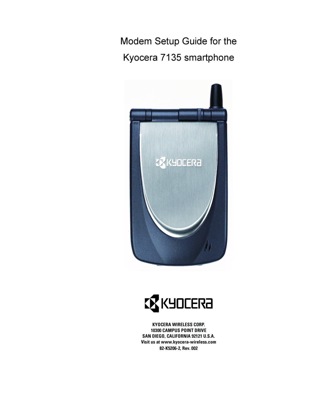 Kyocera 7135 Smartphone setup guide Modem Setup Guide for Kyocera 7135 smartphone 