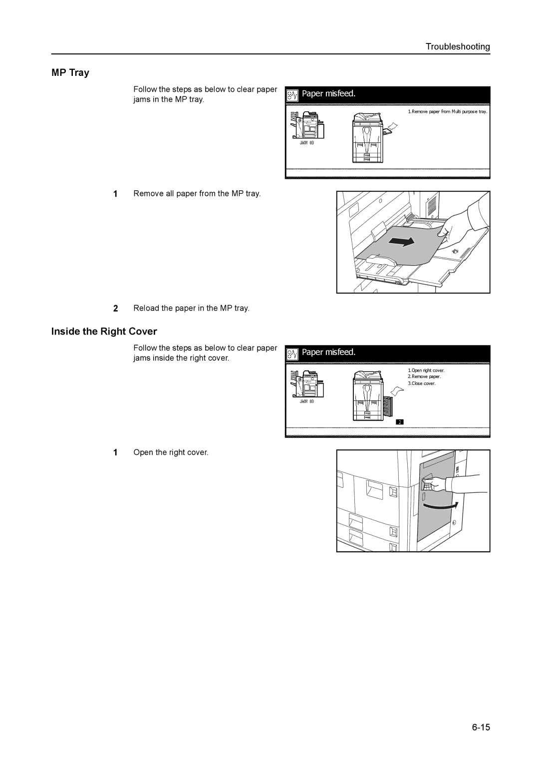 Kyocera 8030 manual MP Tray, Inside the Right Cover 