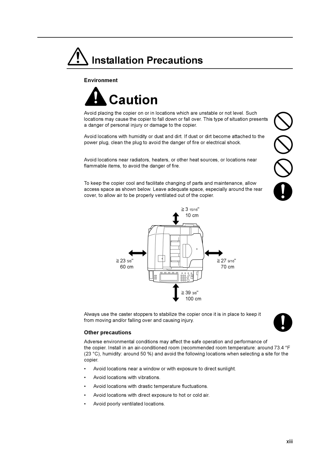 Kyocera 8030 manual Installation Precautions 