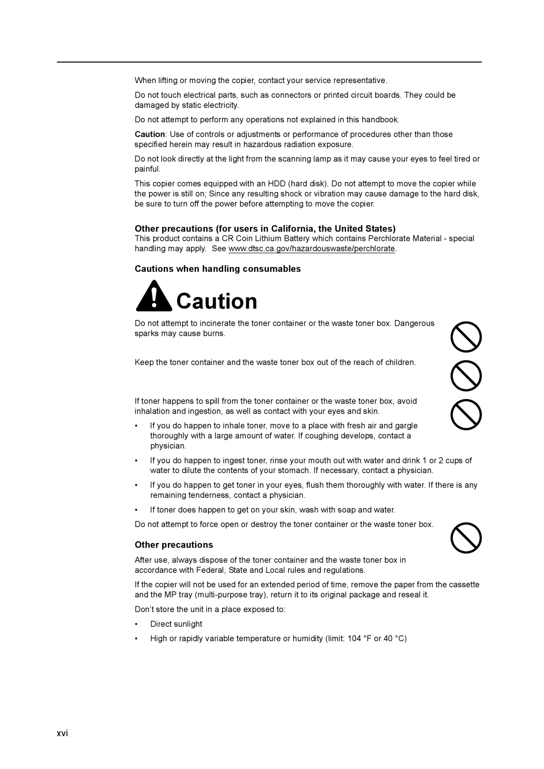 Kyocera 8030 manual Other precautions for users in California, the United States 