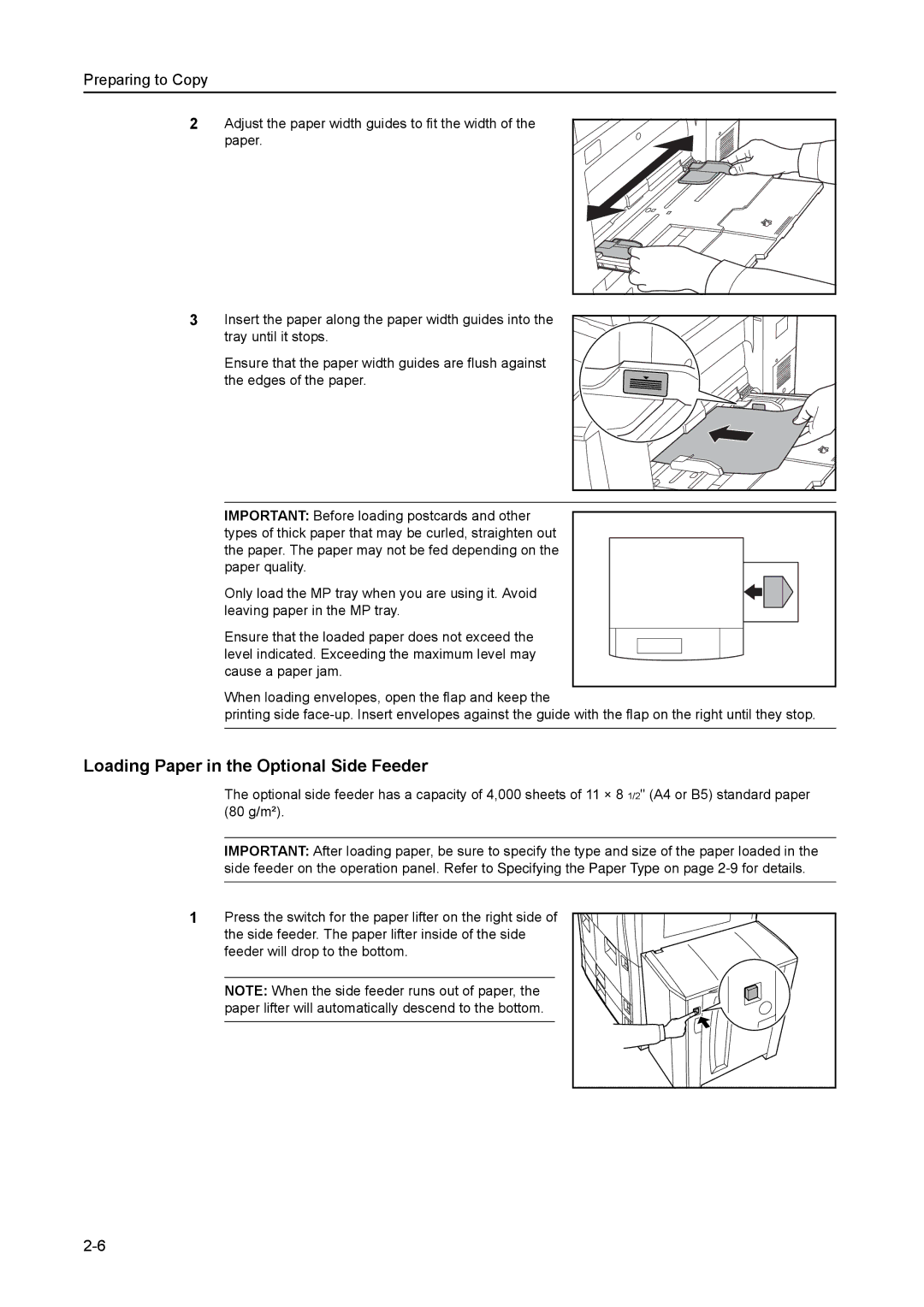 Kyocera 8030 manual Loading Paper in the Optional Side Feeder 