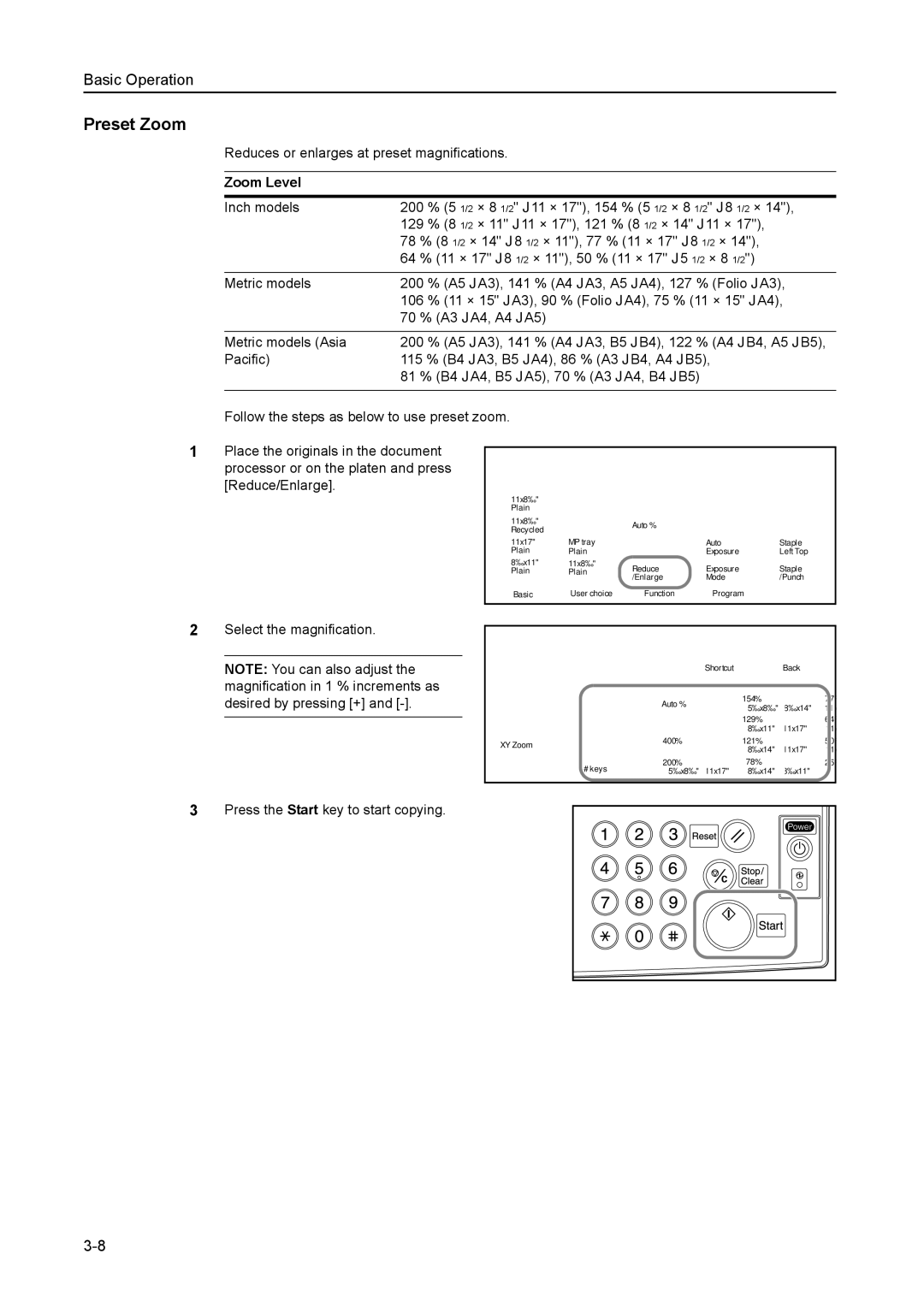 Kyocera 8030 manual Preset Zoom, Zoom Level 