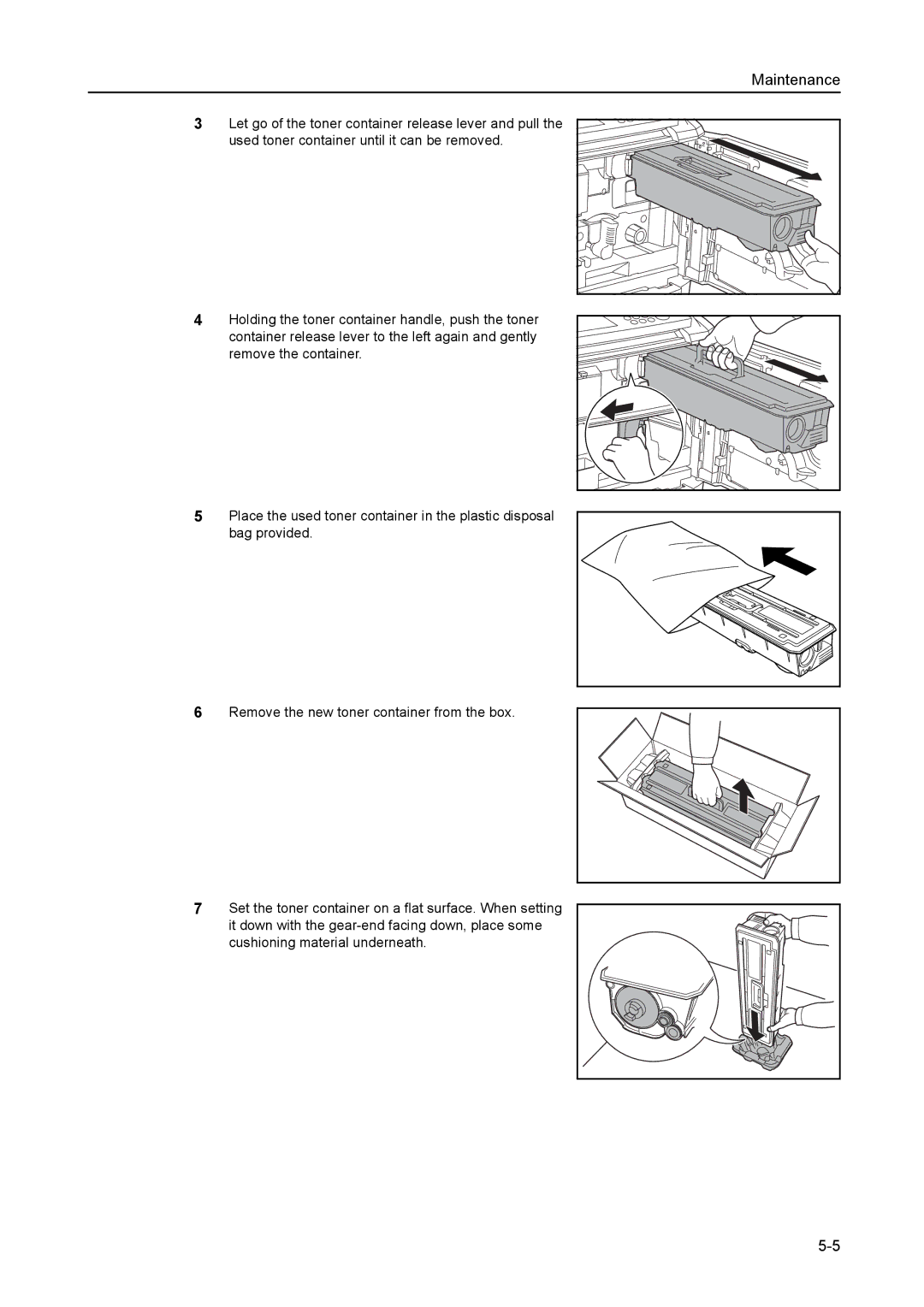 Kyocera 8030 manual Let go of the toner container release lever and pull 