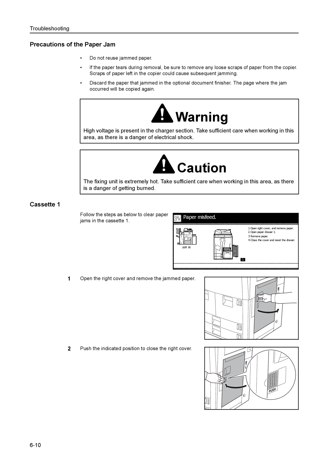 Kyocera 8030 manual Precautions of the Paper Jam, Cassette 