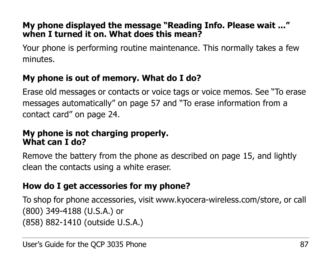 Kyocera 82-K5243 manual User’s Guide for the QCP 3035 Phone 