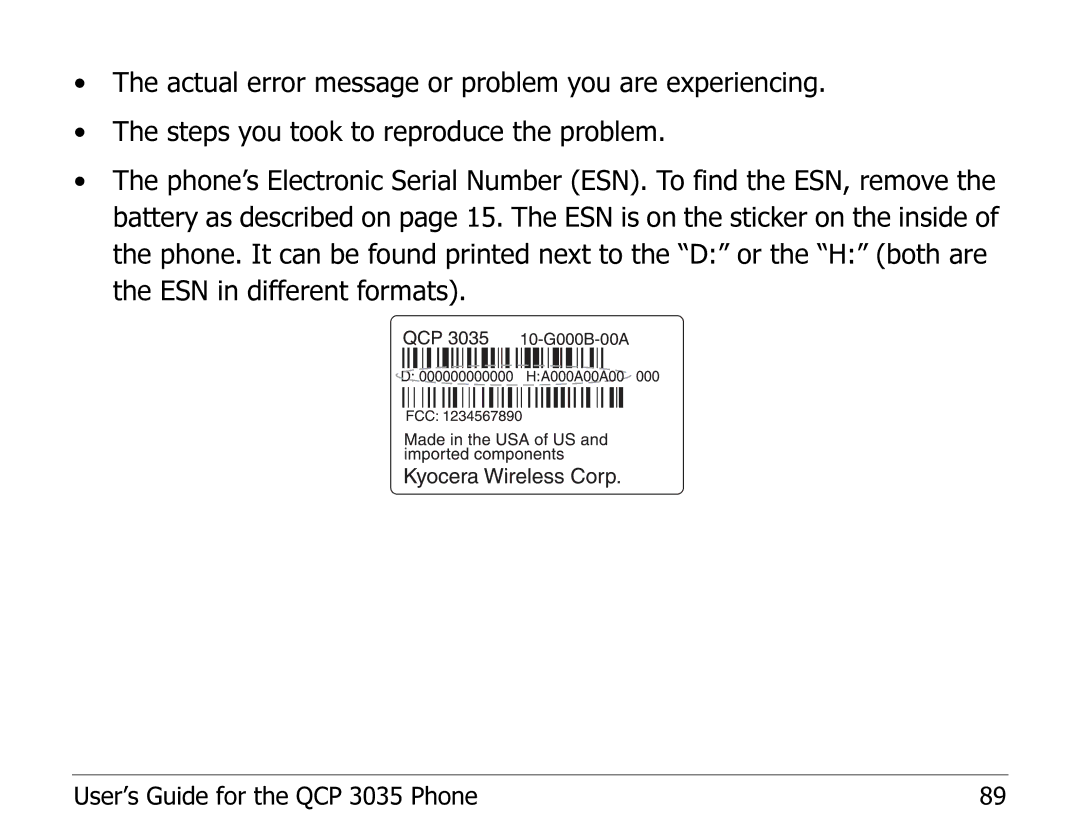 Kyocera 82-K5243 manual User’s Guide for the QCP 3035 Phone 