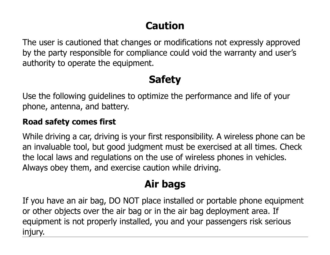 Kyocera 82-K5243 manual Safety, Air bags 