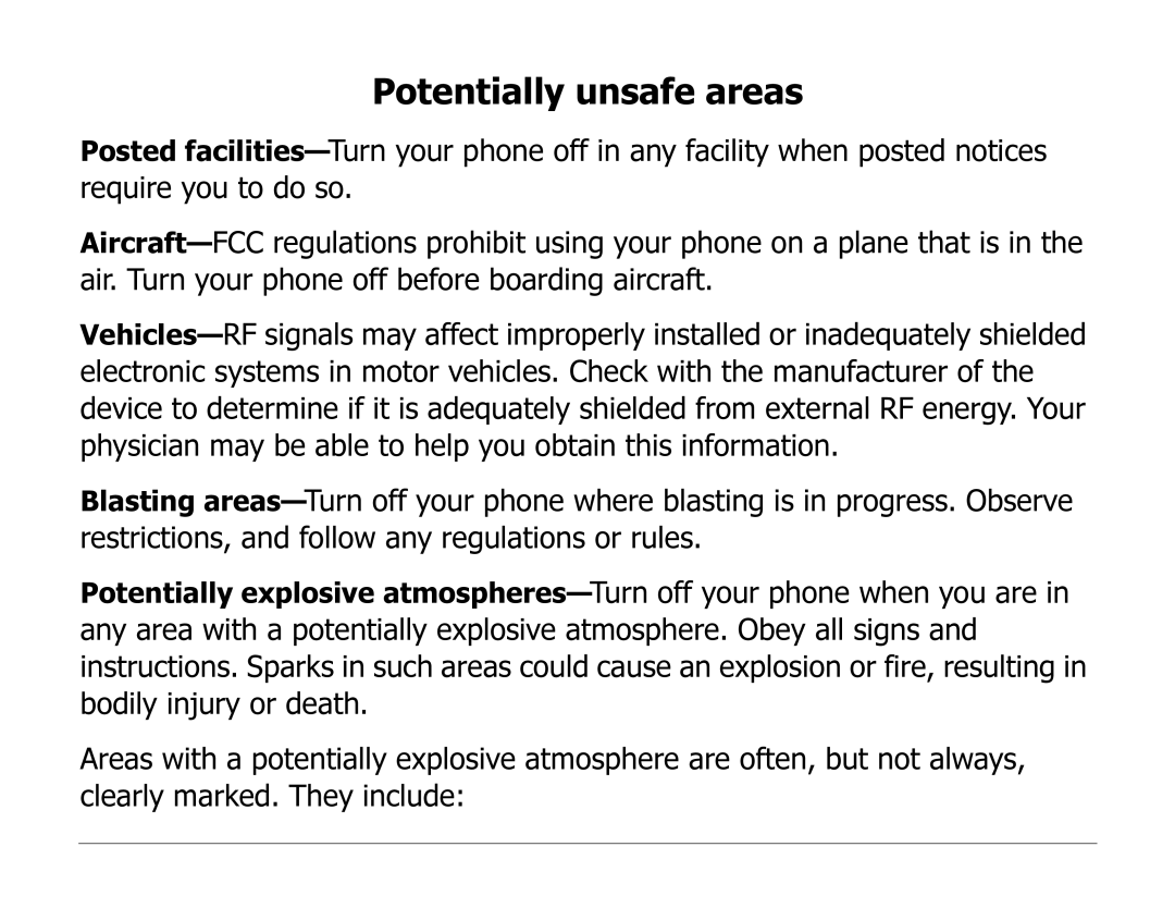 Kyocera 82-K5243 manual Potentially unsafe areas 