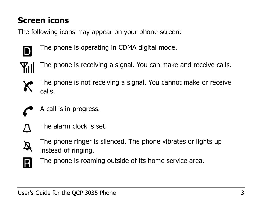 Kyocera 82-K5243 manual Screen icons 