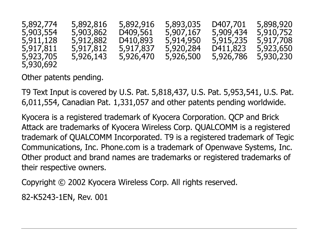 Kyocera 82-K5243 manual 