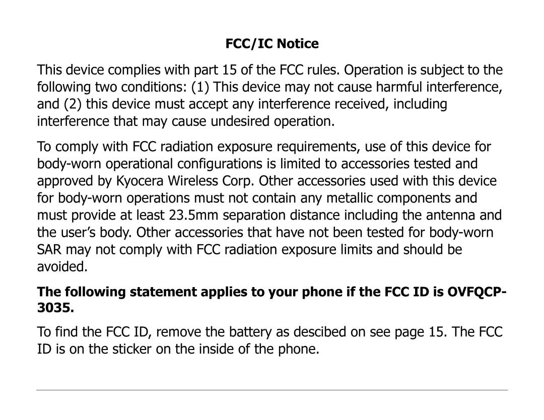 Kyocera 82-K5243 manual FCC/IC Notice 