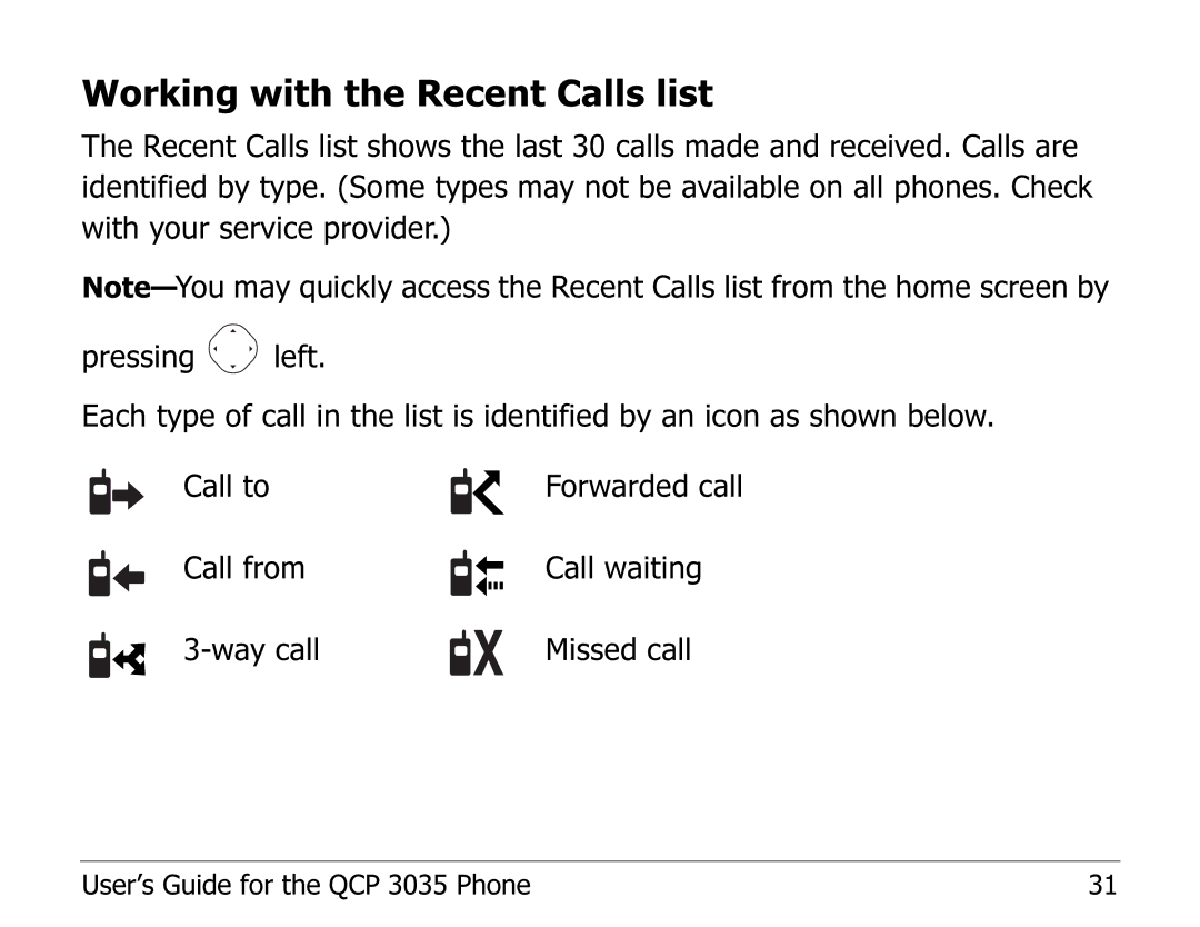 Kyocera 82-K5243 manual Working with the Recent Calls list 