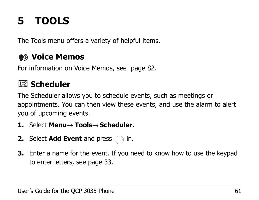 Kyocera 82-K5243 manual Voice Memos, Scheduler 