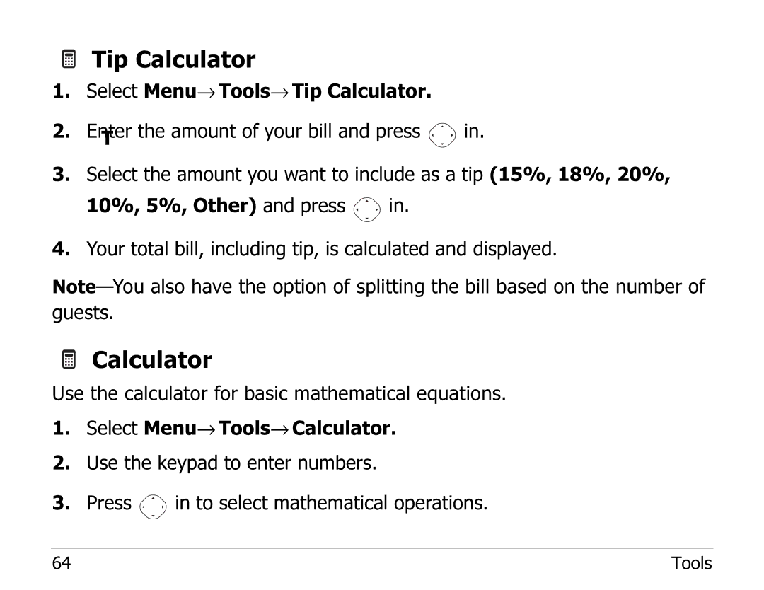 Kyocera 82-K5243 manual Tip Calculator 