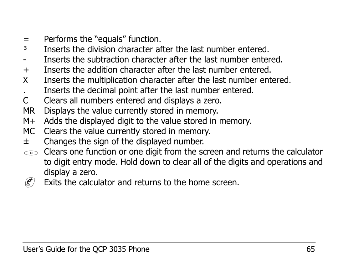 Kyocera 82-K5243 manual Clears the value currently stored in memory 