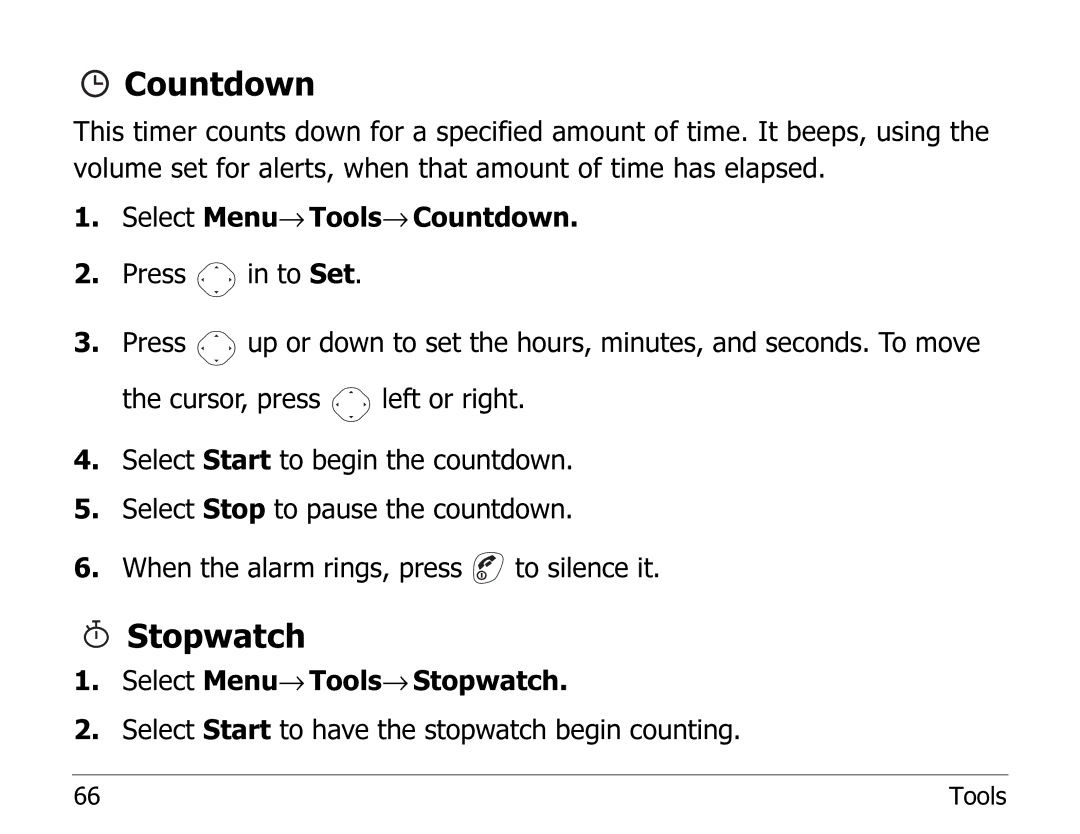 Kyocera 82-K5243 manual Countdown, Stopwatch 