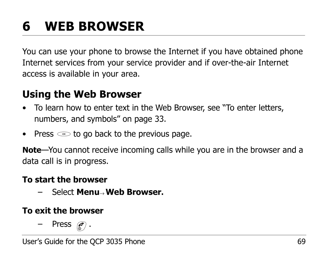 Kyocera 82-K5243 manual WEB Browser, Using the Web Browser 