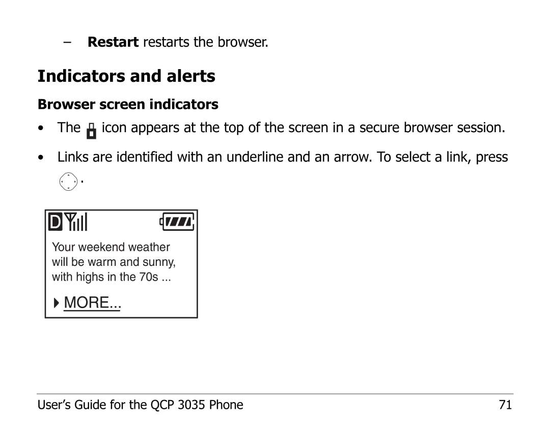 Kyocera 82-K5243 manual Indicators and alerts 