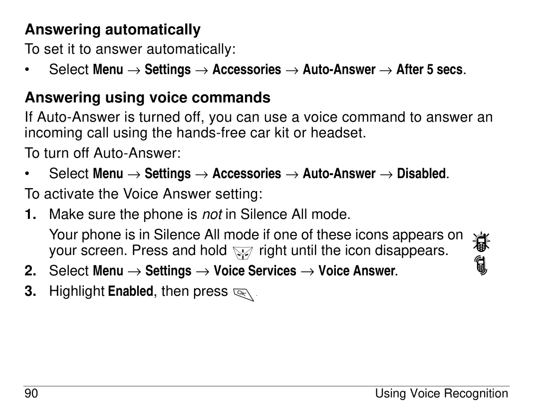 Kyocera 82-K5483-1EN manual Answering automatically, Answering using voice commands 