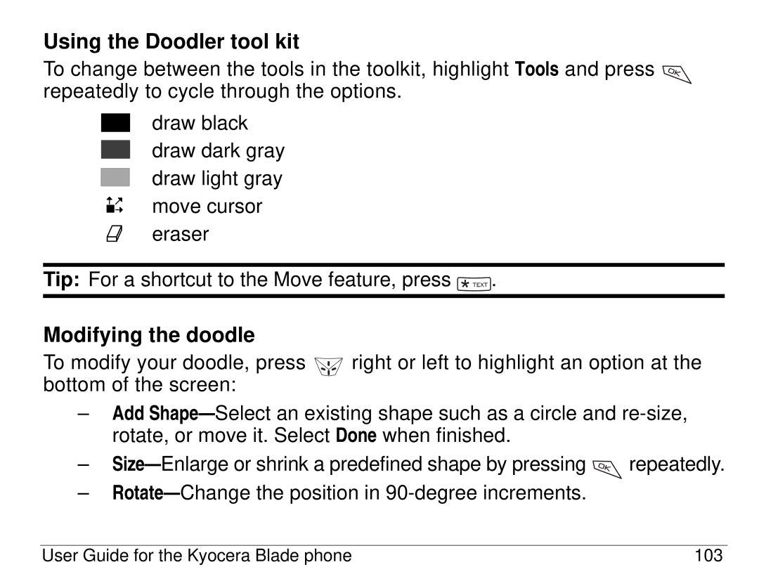 Kyocera 82-K5483-1EN manual Using the Doodler tool kit, Modifying the doodle 