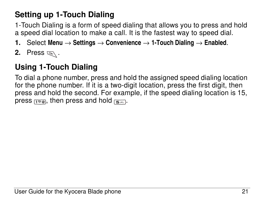 Kyocera 82-K5483-1EN manual Setting up 1-Touch Dialing, Using 1-Touch Dialing 